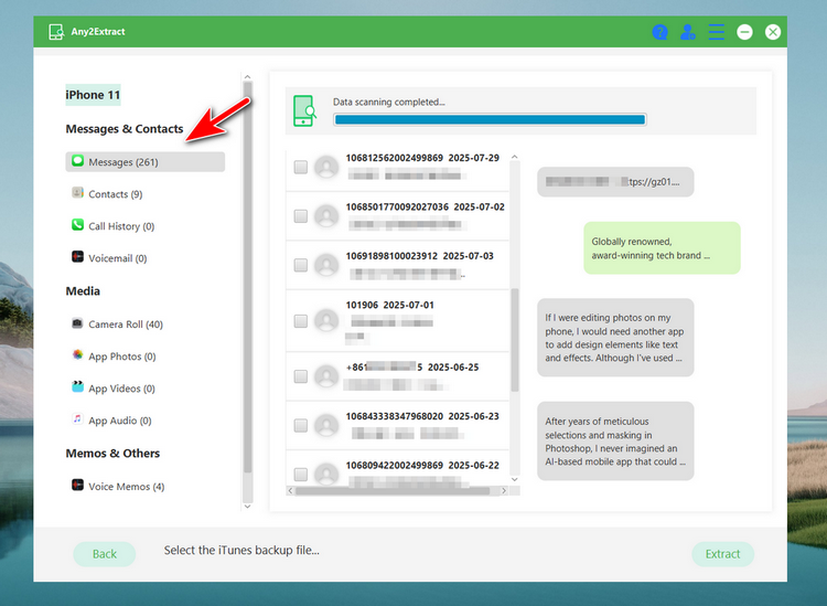 estrarre file di backup
